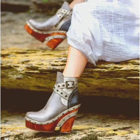 NEW BED STU Adore Leather Tonic Breeze Rustic Platform Booties Size 6 - Picture 1 of 13